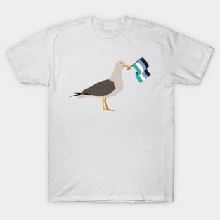 Seagull Holding Oriented Aroace Pride Flag T-Shirt